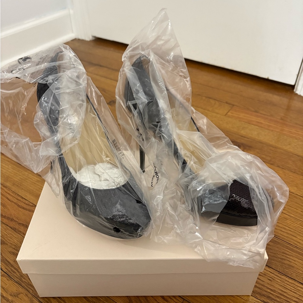 Elegant Sequin Black Women's Heels